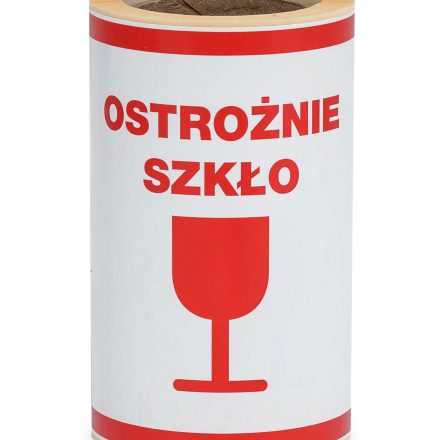 Naklejki ostrzegawcze Ostrożnie szkło 100x100 mm - 100 szt. rolka