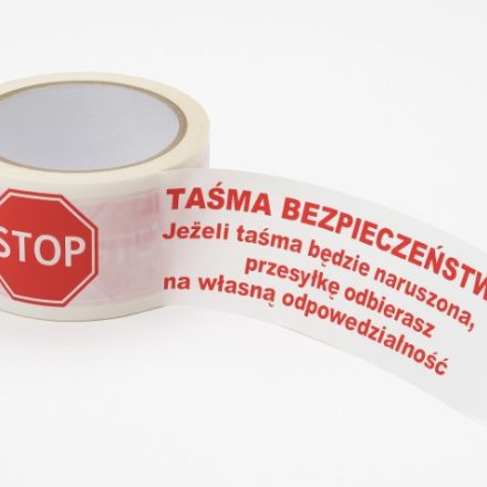 Taśma bezpieczeństwa STOP ostrzegawcza biało-czerwona 48mm/66m