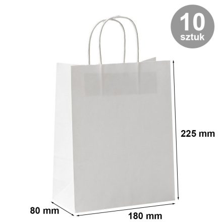 Torba prezentowa papierowa biała 180x80x225 mm, pakiet 10 szt.