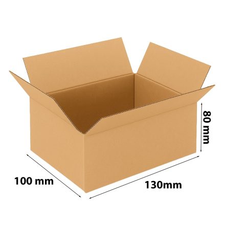 Karton klapowy 130x100x80mm, pudełko kartonowe brązowe 3-warstwowe