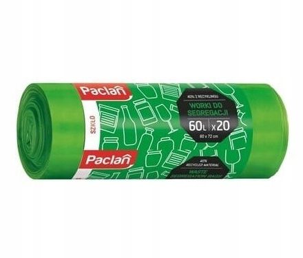 Paclan worki do segregacji szkła 60 l, 20 szt. zielone LDPE
