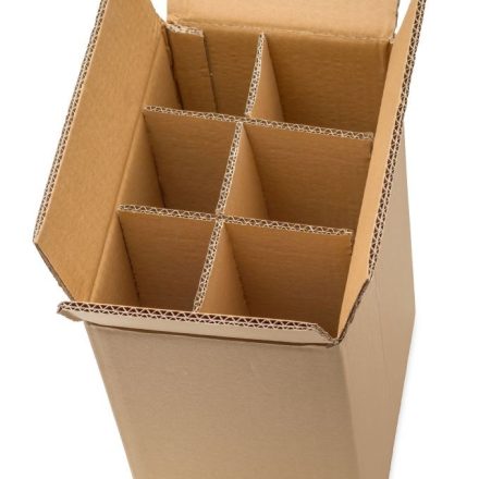 Kartony klapowe z kratownicami na 6 butelek 255x170x350 mm, 10 szt.