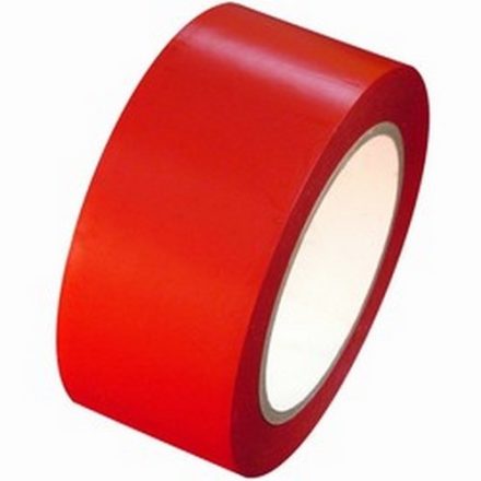Taśma ostrzegawcza PVC czerwona 50mm/33m klej solvent