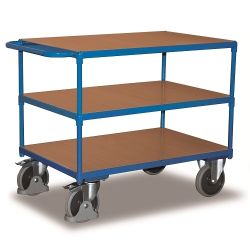 Ciężki wózek stołowy magazynowy 3 półki MDF SW-500.650 400 kg RAL 5010
