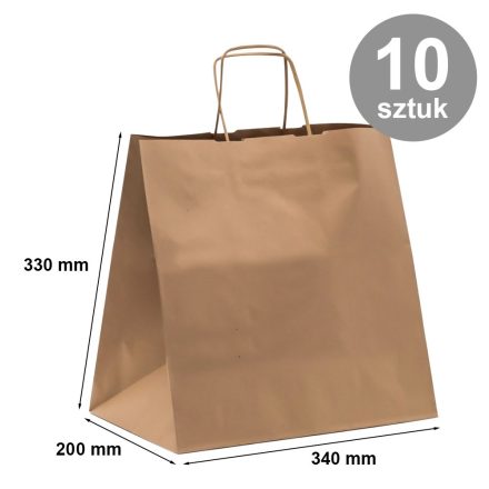 Pakiet - Pakiet - Torba 340x200x330 BRĄZOWA GŁADKA 10 szt  10 szt