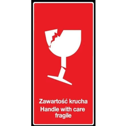 Naklejki samoprzylepne ostrzegawcze Zawartość krucha 100x50mm 100 szt