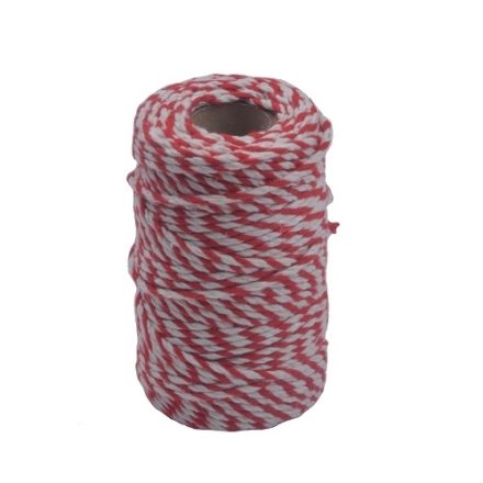 Sznurek bawełniany biało-czerwony do pakowania 2 mm 42 m 100 g