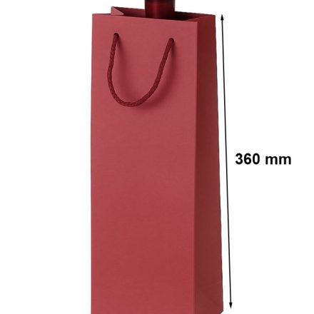 Torebka prezentowa na wino papierowa 125x85x360 czerwona z uchwytem