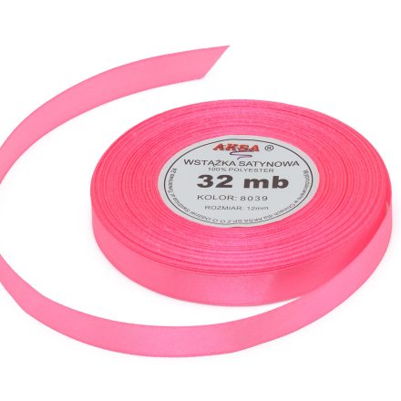 Wstążka satynowa różowa 12 mm 32 m do prezentów i dekoracji WS8039