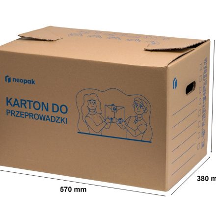 Mocny karton do przeprowadzki 570x380x390mm(zew) C500 z uchwytem