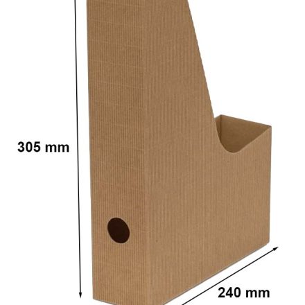 Karbowany tekturowy pojemnik na dokumenty A4 szer. 6 cm brązowy