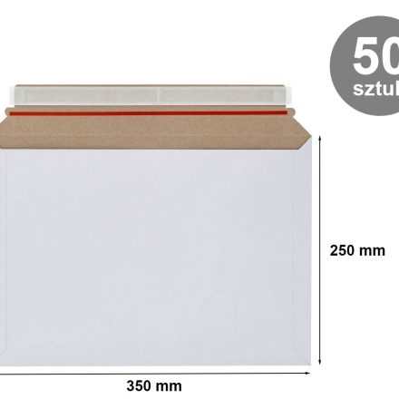 Koperty kartonowe kurierskie samoprzylepne białe B4 250x350 mm, 50 szt