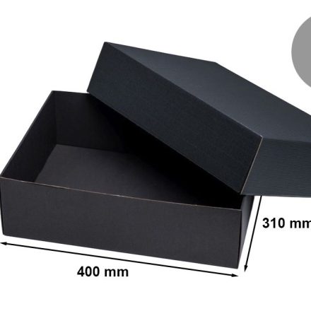 Pudełka karbowane kartonowe czarne z wieczkiem 400x310x120 mm, 10 szt.
