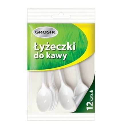 Łyżeczki jednorazowe plastikowe białe do kawy Grosik 12 szt.
