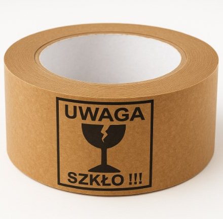 Taśma Papierowa samoprzylepna Uwaga Szkło 50mm/50m