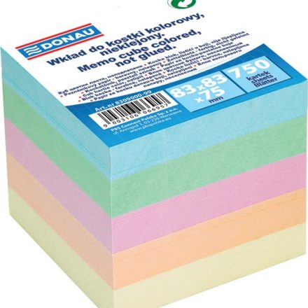 Karteczki nieklejone Donau 83x83x75 mm, mix kolorów, 100 sztuk
