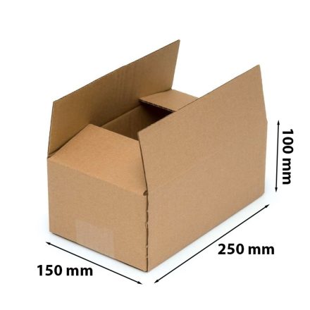 Karton klapowy pudełko kartonowe 250x150x100 mm brązowy fala B
