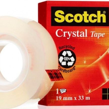 Taśma klejąca biurowa SCOTCH CRYSTAL przezroczysta w pudełku 19mm/33m