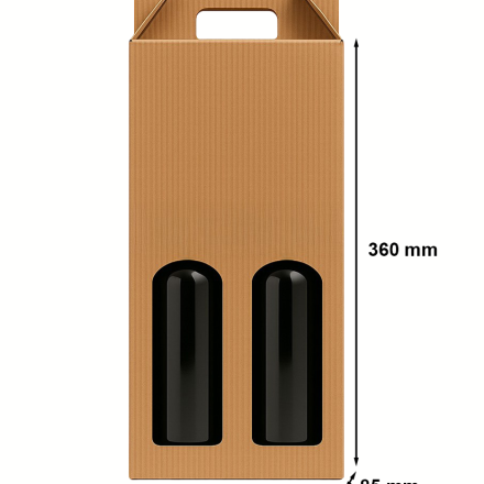 Pudełko karbowane ozdobne prezentowe 175x85x360mm / 2 butelki wina