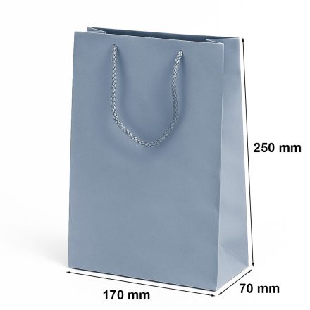 Torba papierowa laminowana srebrna z uchwytem 170x70x250 mm Prestige
