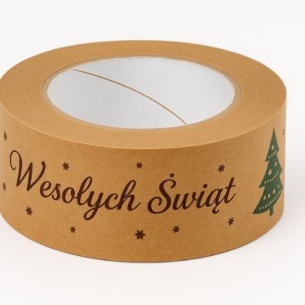 Taśma pakowa papierowa świąteczna Wesołych Świąt 48mm/50m