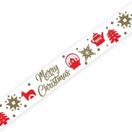 Taśma klejąca świąteczna Merry Christmas złoto-czerwona 45 mm x 50 m