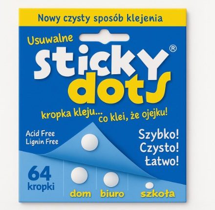 Usuwalne kropki kleju Sticky Dots 12 mm do mocowania 64 szt.