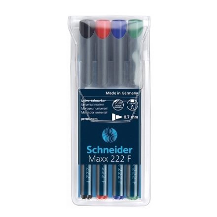 Foliopisy SCHNEIDER MAXX 222 F, pisaki do folii 0,7 mm, 4 kolory mix