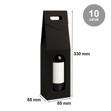 Pudełka karbowane czarne wykrojnikowe na wino 85x85x330mm 10szt