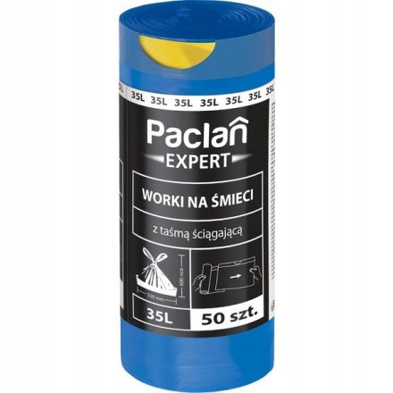 Paclan Expert worki na śmieci z taśmą 35 l, 50 szt. niebieskie