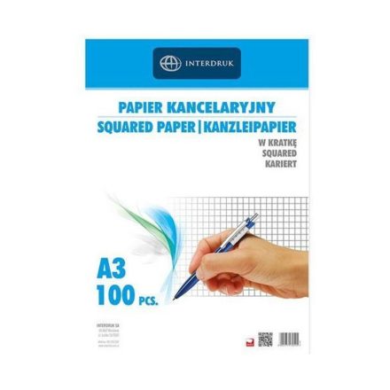 Papier kancelaryjny A3 w kratkę, 60 g/m2, 100 arkuszy do notatek
