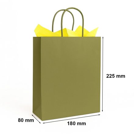 Mała torba papierowa kraft khaki 180x80x225 mm z uchwytem na prezent