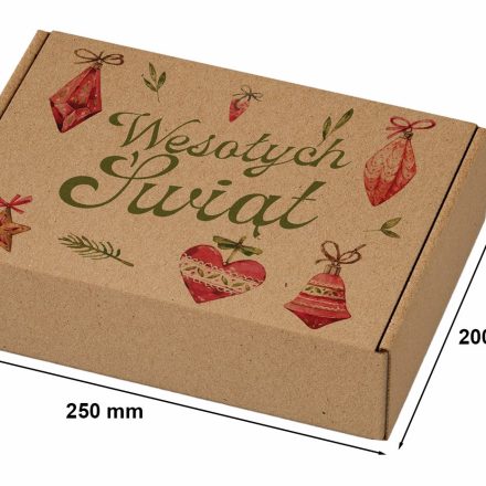 Karton świąteczny pudełko 250x200x100mm Wesołych Świąt Bombki