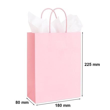 Torba papierowa 180x80x225 mm jasny róż na drobne kobiece upominki eko
