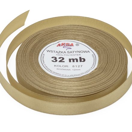 Wstążka satynowa ozdobna złota 12 mm 32 m do dekoracji 8127