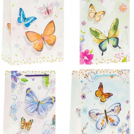 Torba prezentowa papierowa Lux A4 motyle TK-22005 26x10x32 cm 12 szt.