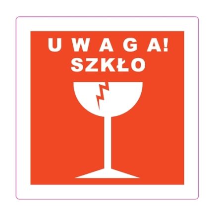 Naklejki Uwaga Szkło etykiety ostrzegawcze 100x100 mm 100 szt w rolce