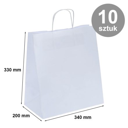 Torba cateringowa papierowa 340x200x330 mm biała gładka 10 szt.