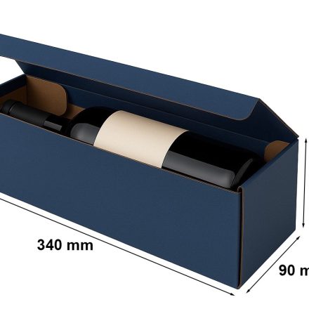Pudełko K-881 na wino niebieskie, opakowanie prezentowe 340x90x90 mm