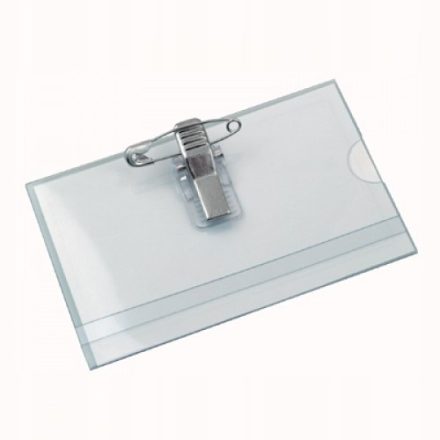 Identyfikator z klipsem i agrafką transparentny 90 x 57 mm 50 szt.