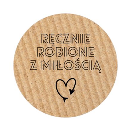 Naklejki okrągłe kraft Ręcznie Robione z Miłością 25 mm 200 szt.