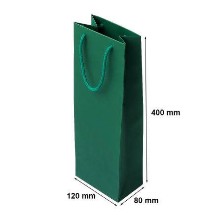 Torba papierowa na wino prezentowa zielona 120x80x400 mm 170 g