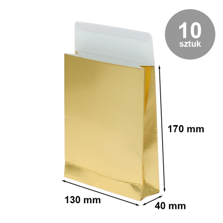 Koperta kartonowa ozdobna B6 130x170x40 mm złota 220g 10 szt.