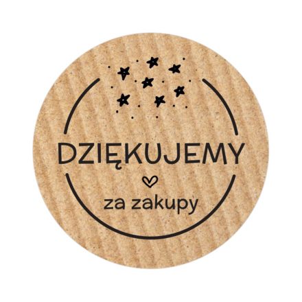 Naklejki okrągłe kraft Dziękujemy za zakupy 35 mm, 200 szt.