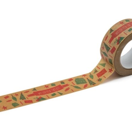 Taśma papierowa świąteczna Wesołych Świąt z wzorkami 48 mm x 50 m