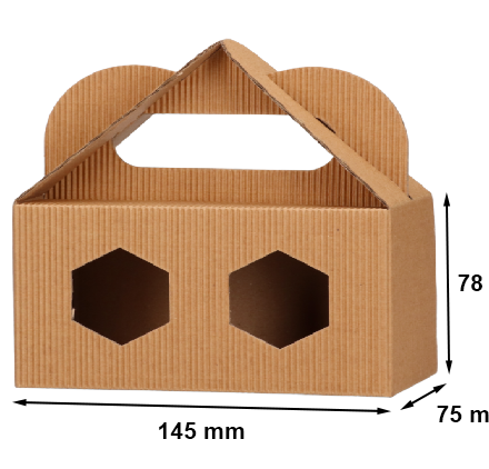 Pudełko kartonowe fasonowe na 2 słoiki 145x75x78mm z okienkiem