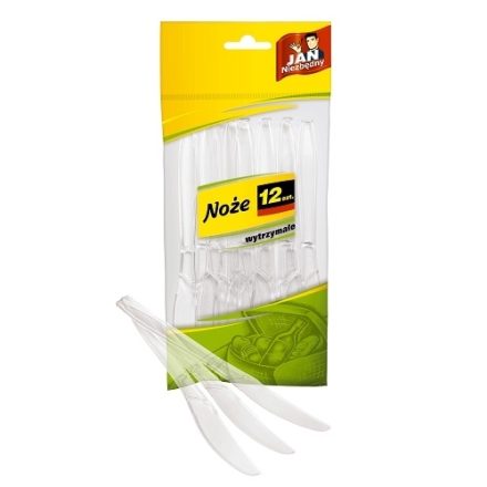 Noże jednorazowe plastikowe Jan Niezbędny transparentne 12 szt.