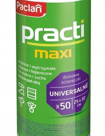 Paclan Practi Ściereczki na Rolce 50 szt. 25 x 30 cm Białe Chłonne