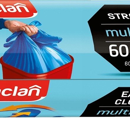 Worki na śmieci Paclan M-top 60l – 24 szt. niebieskie, wytrzymałe