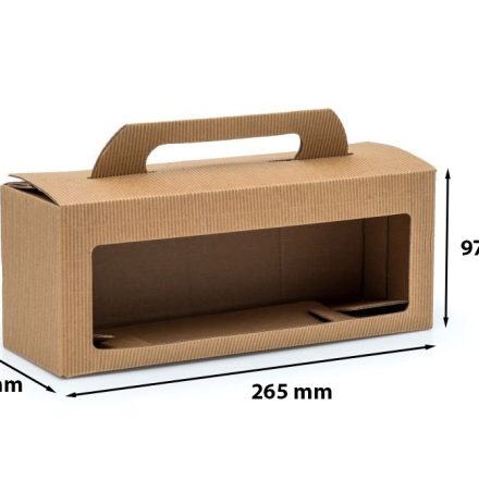 Karton na 3 słoiki 0,35 l z okienkiem 265x87x97mm karbowany brązowy
